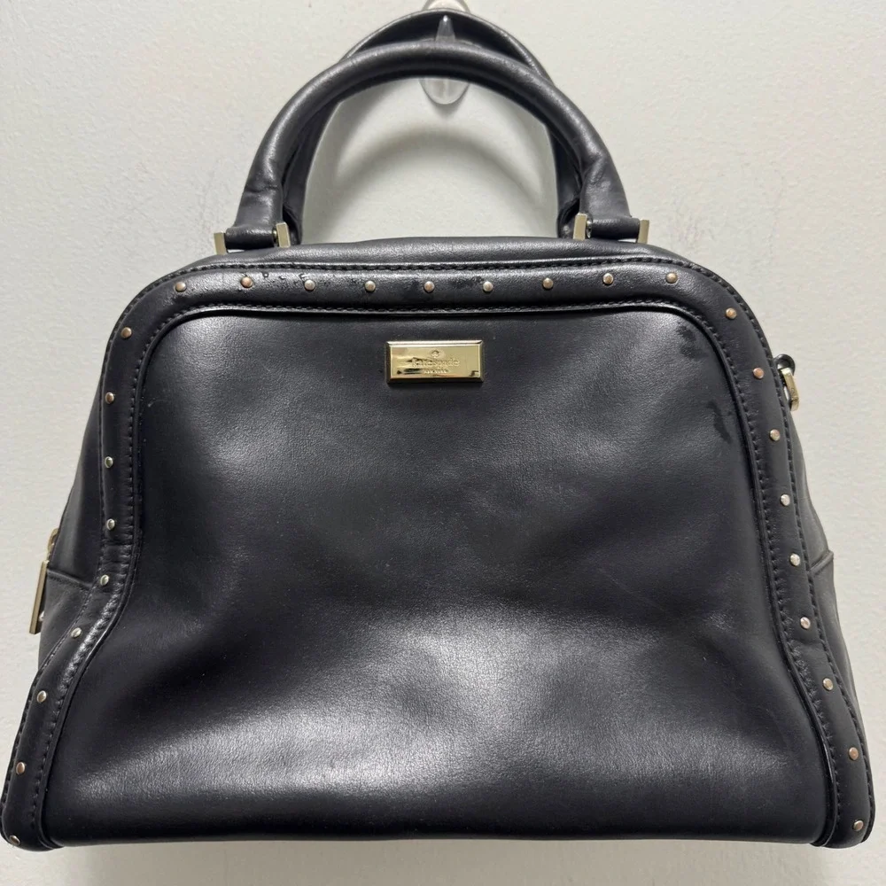 Kate Spade Helena Street Rocki Satchel Black Leather Studded Handbag WKR-U3559